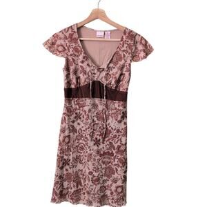 Vintage Y2K Babydoll Dress Brown Xhilaration Small Earthy Fairycore Rachel Green